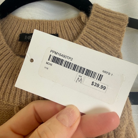 Papermoon Cable Knit Halter Crop Top Beige Open Back Sweater Tank | NWT Size M - Picture 11 of 12